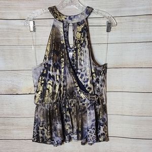 VENUS Metallic Animal Print Halter Top